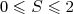 0 ≤ S ≤ 2  